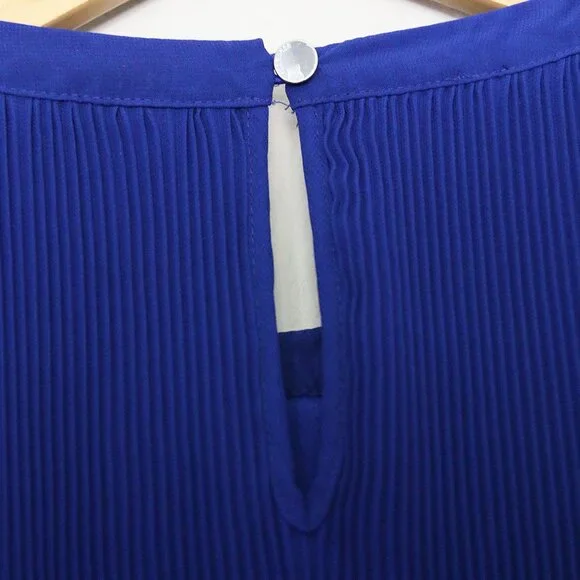 Ted Baker Lovina Jewel Embellished Accordion Pleated Blouse Cobalt Royal Blue 4 - Picture 10 of 16